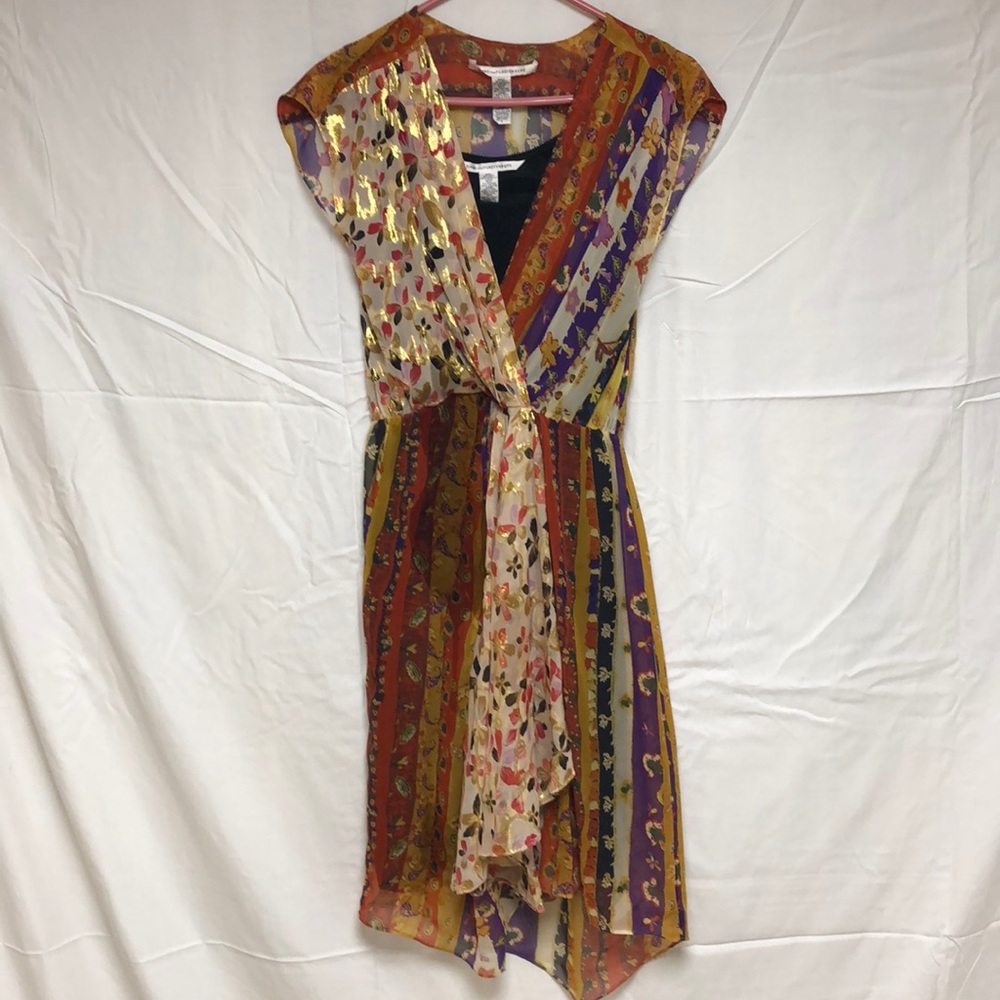 Diane Von Furstenburg silk metallic 2 piece dress